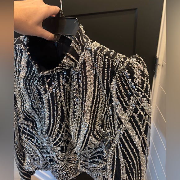 Modest Barbie Aria Corset Top Blouse Sleeve Sequin Embellished Evening Formal L - Picture 7 of 10